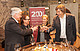 For a foretaste of the anniversary year, President Prof. Dr. Dabbert, the head coordinator of the anniversary activities Johanna Lebens-Schiel, the Württemberg Wine Queen and Hohenheim agricultural student Carolin Klöckner, and the head of the project group Prof. Dr. Harald Hagemann make a toast with a glass of the anniversary wine: Bacchus from the oak barrel. | Picture: University of Hohenheim / Sacha Dauphin